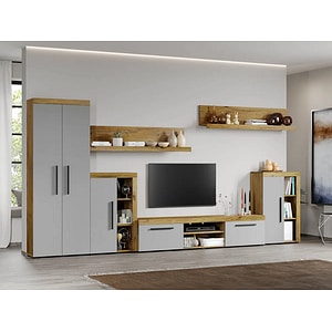Mobila living Atena-C12, gri, 367.6 x 35.2 x 182 cm