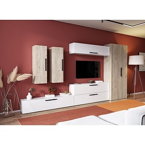 Mobila living Pati 018, alb, 355 x 35 x 185 cm