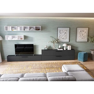 Mobila living Pati 194, gri antracit, 370 x 26.7 x 185 cm