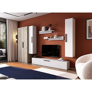 Mobila living Pati 066, alb-crem, 309 x 35 x 185 cm