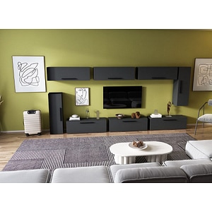Mobila living Pati 138, gri antracit, 335 x 26.7 x 160 cm