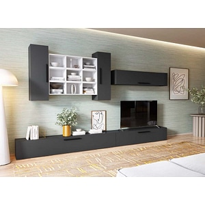 Mobila living Pati 186, gri antracit, 323 x 26.7 x 160 cm