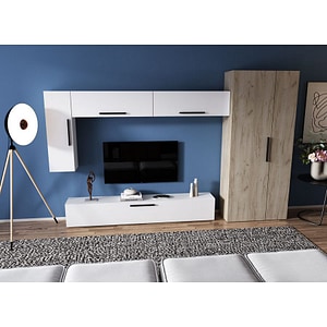 Mobila living Pati 039, alb-crem, 292 x 35 x 185 cm