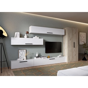 Mobila living Pati 002, alb-crem, 356 x 35 x 185 cm