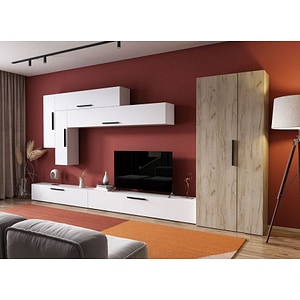 Mobila living Pati 030, alb-crem, 402 x 35 x 185 cm
