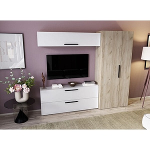 Mobila living Pati 054, alb-crem, 217 x 35 x 185 cm
