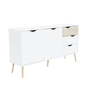 Comoda living DACENERGY, PAL, 147 x 39.1 x 81 cm, alb-stejar sonoma