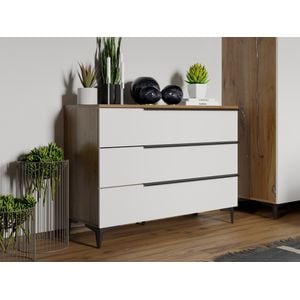 Comoda dormitor Montero, PAL, 111 x 40 x 80 cm, alb-maro