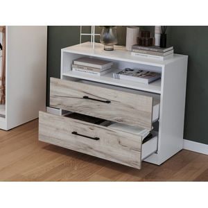 Comoda dormitor Forest, PAL, 83 x 42.3 x 71.7 cm, alb-stejar