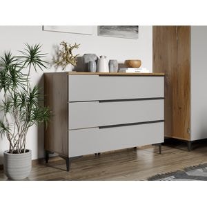Comoda dormitor Toronto, PAL, 111 x 40 x 80 cm, maro inchis-gri