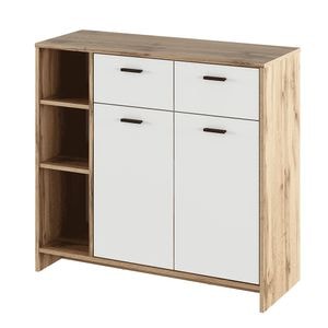 Comoda living DACENERGY, PAL, 99.5 x 38 x 92 cm, maro deschis-alb