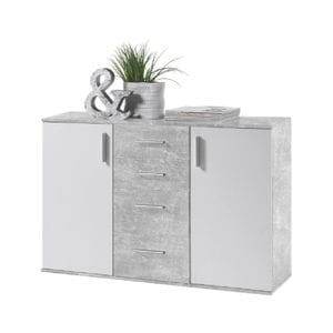 Comoda living DACENERGY, PAL, 120 x 35 x 82 cm, alb-gri