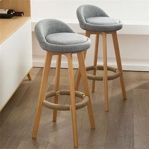 Set 2 scaune bar, Quasar & Co., rotative, sistem rotire 360, inalte, tapitate, pretabile bucatarie, 37x37x80 cm, lemn/textil/burete, gri