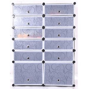 Pantofar modular DACENERGY, plastic, 96 x 37 x 127 cm, negru-alb