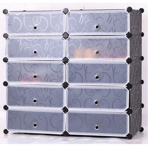 Pantofar modular DACENERGY, plastic, 96 x 37 x 93 cm, negru-alb