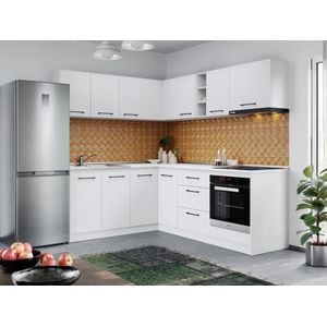 Set Mobila Bucatarie Colt, Mina Pure Alb, C59, L 184/224 x A 60 x H 200 cm