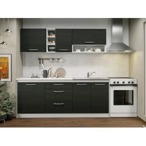 Set Mobila Bucatarie Mina 200cm Alb/Ferrara plus Chiuveta inox