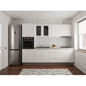 Set Mobila Bucatarie, Cucina, Alb Ultramat, C29, L 266 x A 61 x H 210 cm