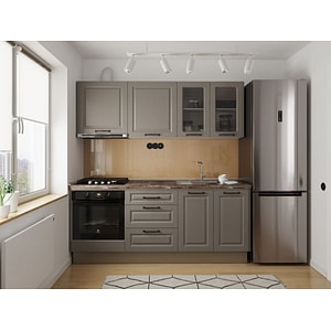 Set Mobila Bucatarie, Cucina, Gri Structo, C04, L 206 x A 60 x H 210 cm