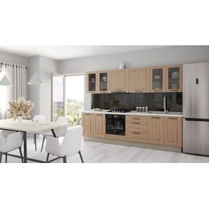 Set Mobila Bucatarie, Cucina, Lemn Natur, C72, L 286 x A 60 x H 210 cm