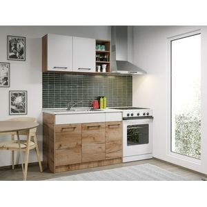 Set Bucatarie Gastro , 110cm , c17 , culoare/AlbStejarAuriu , Pal melaminat