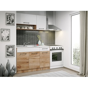 Set Bucatarie Gastro , 120cm , c19 , culoare/AlbStejarAuriu , Pal melaminat
