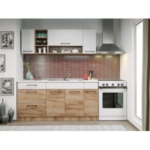 Set Bucatarie Gastro, 170cm, c14 , culoare AlbStejarAuriu, Pal melaminat