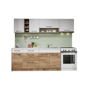 Set Bucatarie Gastro, 240cm, c04, culoare /AlbStejarAuriu, Pal melaminat