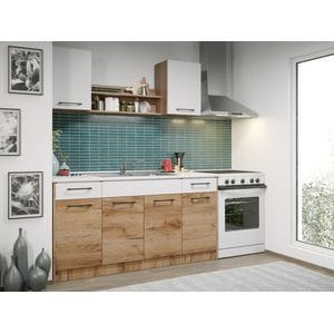 Set Mobila Bucatarie Gastro 164cm Alb/Stejar C12 pal melaminat 16 mm