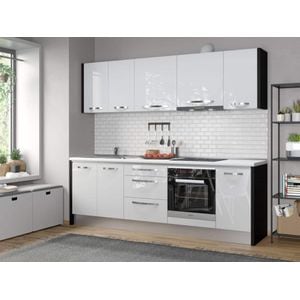 Bucatarie Italia, Alb Lucios, C06, L 248.2 x A 60 x H 210 cm