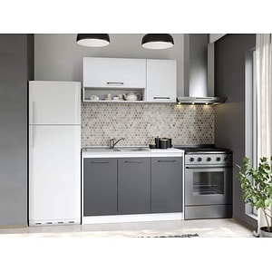 Set Mobila Bucatarie, Mina Dual, Gri, Antracit/Alb, C106, L 122 x A 60 x H 200 cm