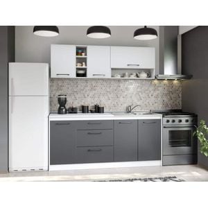 Set Mobila Bucatarie, Mina Dual, Gri Antracit/Alb, C99, L 182 x A 60 x H 200 cm