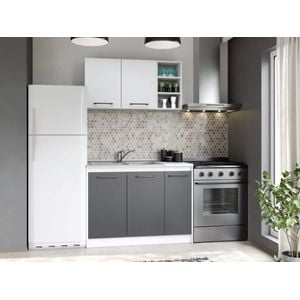 Set Mobila Bucatarie, Mina Dual, Gri Antracit/Alb, C107, L 112 x A 60 x H 200 cm