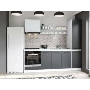 Set Mobila Bucatarie, Mina Dual, Gri Antracit/Alb, C110, L 224 x A 60 x H 200 cm