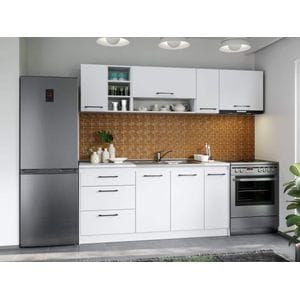 Set Mobila Bucatarie, Mina Pure Alb, C56, L 232 x A 60 x H 200 cm