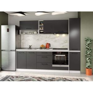 Set Mobila Bucatarie, Mina Grafit, Gri Antracit, C71, L 244.2 x A 60 x H 200 cm