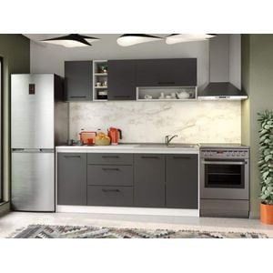 Set Mobila Bucatarie, Mina Grafit, Gri Antracit, C72, L 182 x A 60 x H 200 cm