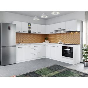 Set Mobila Bucatarie Colt, Mina Pure Alb, C60, L 244/244 x A 60 x H 200 cm