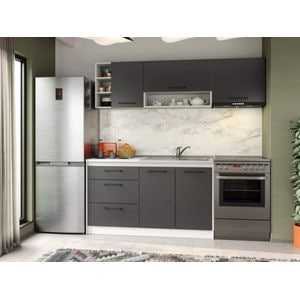 Set Mobila Bucatarie, Mina Grafit, Gri Antracit, C75, L 202 x A 60 x H 200 cm