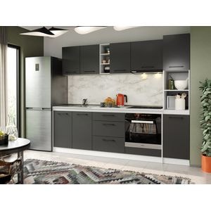 Set Mobila Bucatarie, Mina Grafit, Gri Antracit, C81, L 244.2 x A 60 x H 200 cm