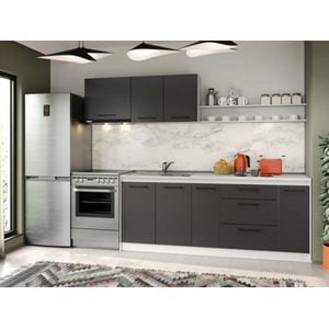 Set Mobila Bucatarie, Mina Grafit, Gri Antracit, c82, L 262 x A 60 x H 200 cm