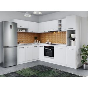 Set Mobila Bucatarie Colt, Mina Pure Alb, C58, L 184/264 x A 60 x H 200 cm