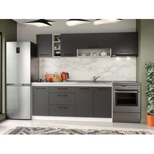 Set Mobila Bucatarie, Mina Grafit, Gri Antracit, C73, L 242 x A 60 x H 200 cm