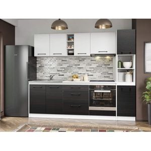 Set Mobila Bucatarie, Mina Yang, Ferrara/Alb, C135, L 244.2 x A 60 x H 200 cm