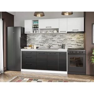 Set Mobila Bucatarie, Mina Yang, Ferrara/Alb, C137, L 232 x A 60 x H 200 cm