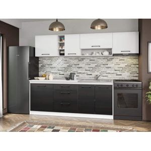 Set Mobila Bucatarie, Mina Yang, Ferrara/Alb, C124, L 262 x A 60 x H 200 cm