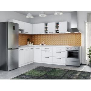 Set Mobila Bucatarie Colt, Mina Pure Alb, C67, L 184x224 x A 60 x H 200 cm
