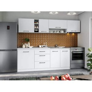 Set Mobila Bucatarie, Mina Pure Alb, C43, L 262 x A 60 x H 200 cm