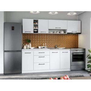 Set Mobila Bucatarie, Mina Pure Alb, C46, L 242 x A 60 x H 200 cm