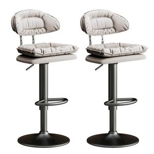 Set 2 scaune de bar, Quasar & Co., rotativ, sistem rotire 360, inalt, reglabil pe inaltime, suport picioare, pretabil bucatarie, metal/piele ecologica/burete, gri